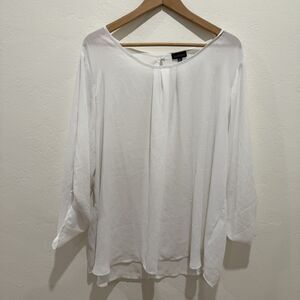 Zenobia Womens Blouse Plus 3XL Triple Extra Large White Sheer Long Sleeve